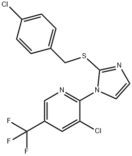 3-CHLORO-2-(2-[(4-CHLOROBENZYL)SULFANYL]-1H-IMIDAZOL-1-YL)-5-(TRIFLUOROMETHYL)PYRIDINE 结构式