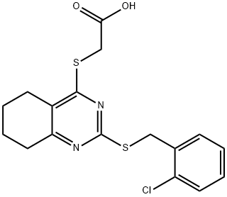2-((2-[(2-CHLOROBENZYL)SULFANYL]-5,6,7,8-TETRAHYDRO-4-QUINAZOLINYL)SULFANYL)ACETIC ACID 结构式