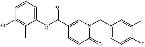 N-(3-CHLORO-2-METHYLPHENYL)-1-(3,4-DIFLUOROBENZYL)-6-OXO-1,6-DIHYDRO-3-PYRIDINECARBOXAMIDE 结构式