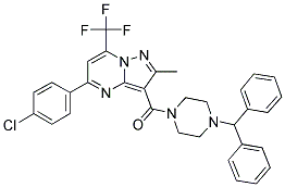 (4-BENZHYDRYLPIPERAZIN-1-YL)(5-(4-CHLOROPHENYL)-2-METHYL-7-(TRIFLUOROMETHYL)PYRAZOLO[1,5-A]PYRIMIDIN-3-YL)METHANONE 结构式