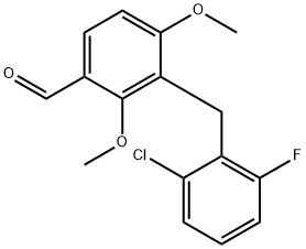 3-(2-CHLORO-6-FLUOROBENZYL)-2,4-DIMETHOXYBENZENECARBALDEHYDE 结构式