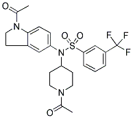 N-(1-ACETYL-2,3-DIHYDRO-(1H)-INDOL-5-YL)-N-(1-ACETYLPIPERIDIN-4-YL)-3-(TRIFLUOROMETHYL)BENZENESULPHONAMIDE 结构式