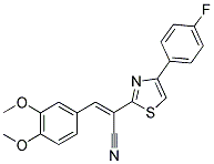 (E)-3-(3,4-二甲氧基苯基)-2-(4-(4-氟苯基)噻唑-2-基)丙烯腈 结构式