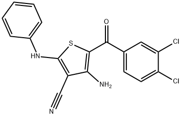 4-Amino-2-anilino-5-(3,4-dichlorobenzoyl)-3-thiophenecarbonitrile 结构式