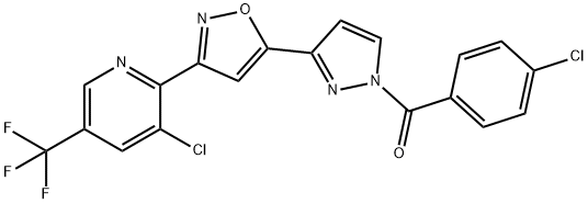 (4-CHLOROPHENYL)(3-(3-[3-CHLORO-5-(TRIFLUOROMETHYL)-2-PYRIDINYL]-5-ISOXAZOLYL)-1H-PYRAZOL-1-YL)METHANONE 结构式