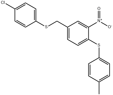 4-([(4-CHLOROPHENYL)SULFANYL]METHYL)-1-[(4-METHYLPHENYL)SULFANYL]-2-NITROBENZENE 结构式