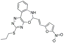 6-[(E)-2-(5-NITRO-2-FURYL)VINYL]-3-(PROPYLTHIO)-6,7-DIHYDRO[1,2,4]TRIAZINO[5,6-D][3,1]BENZOXAZEPINE 结构式