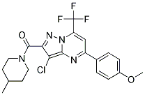 (3-CHLORO-5-(4-METHOXYPHENYL)-7-(TRIFLUOROMETHYL)PYRAZOLO[1,5-A]PYRIMIDIN-2-YL)(4-METHYLPIPERIDIN-1-YL)METHANONE 结构式