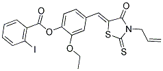 4-[(Z)-(3-Allyl-4-oxo-2-thioxo-1,3-thiazolidin-5-ylidene)methyl]-2-ethoxyphenyl 2-iodobenzoate 结构式