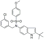 N-(2-TERT-BUTYL-(1H)-INDOL-5-YL)-N-(3-CHLOROBENZYL)-4-METHOXYBENZENESULPHONAMIDE 结构式