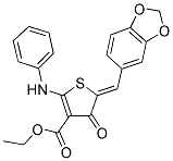 ETHYL (5Z)-2-ANILINO-5-(1,3-BENZODIOXOL-5-YLMETHYLENE)-4-OXO-4,5-DIHYDROTHIOPHENE-3-CARBOXYLATE 结构式
