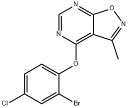 2-BROMO-4-CHLOROPHENYL 3-METHYLISOXAZOLO[5,4-D]PYRIMIDIN-4-YL ETHER 结构式