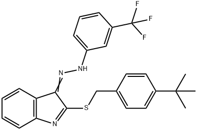2-([4-(TERT-BUTYL)BENZYL]SULFANYL)-3H-INDOL-3-ONE N-[3-(TRIFLUOROMETHYL)PHENYL]HYDRAZONE 结构式