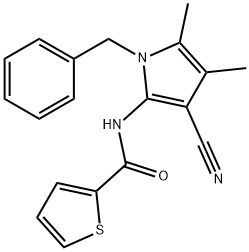 N-(1-BENZYL-3-CYANO-4,5-DIMETHYL-1H-PYRROL-2-YL)-2-THIOPHENECARBOXAMIDE 结构式