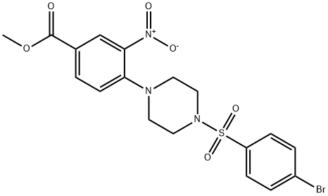 METHYL 4-(4-[(4-BROMOPHENYL)SULFONYL]PIPERAZINO)-3-NITROBENZENECARBOXYLATE 结构式