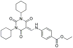 ETHYL 4-((1,3-DICYCLOHEXYL-2,4,6-TRIOXO-TETRAHYDROPYRIMIDIN-5(6H)-YLIDENE)METHYLAMINO)BENZOATE 结构式