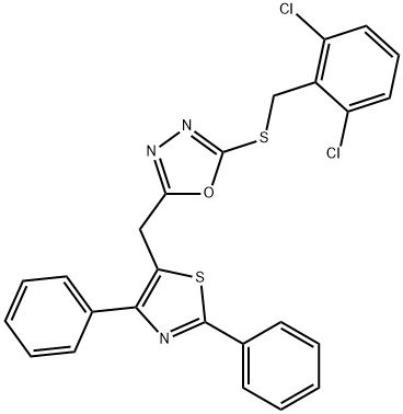 2,6-DICHLOROBENZYL 5-[(2,4-DIPHENYL-1,3-THIAZOL-5-YL)METHYL]-1,3,4-OXADIAZOL-2-YL SULFIDE 结构式