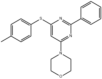 4-(6-[(4-METHYLPHENYL)SULFANYL]-2-PHENYL-4-PYRIMIDINYL)MORPHOLINE 结构式