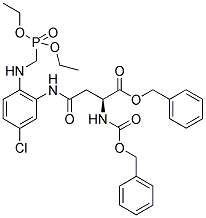 BENZYL 2-([(BENZYLOXY)CARBONYL]AMINO)-4-(5-CHLORO-2-([(DIETHOXYPHOSPHORYL)METHYL]AMINO)ANILINO)-4-OXOBUTANOATE 结构式