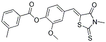 2-METHOXY-4-[(Z)-(3-METHYL-4-OXO-2-THIOXO-1,3-THIAZOLIDIN-5-YLIDENE)METHYL]PHENYL 3-METHYLBENZOATE 结构式