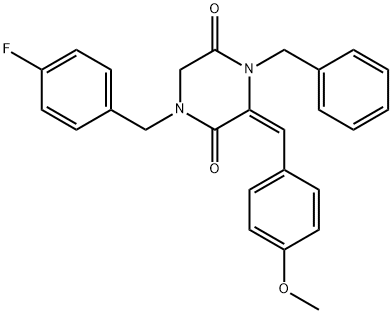 4-BENZYL-1-(4-FLUOROBENZYL)-3-[(4-METHOXYPHENYL)METHYLENE]TETRAHYDRO-2,5-PYRAZINEDIONE 结构式