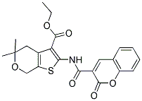 ETHYL 5,5-DIMETHYL-2-(2-OXO-2H-CHROMENE-3-CARBOXAMIDO)-5,7-DIHYDRO-4H-THIENO[2,3-C]PYRAN-3-CARBOXYLATE 结构式