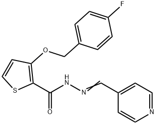 3-[(4-FLUOROBENZYL)OXY]-N'-[(E)-4-PYRIDINYLMETHYLIDENE]-2-THIOPHENECARBOHYDRAZIDE 结构式