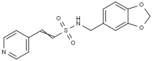 (E)-N-(1,3-Benzodioxol-5-ylmethyl)-2-(4-pyridinyl)-1-ethenesulfonamide 结构式
