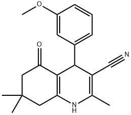 4-(3-METHOXYPHENYL)-2,7,7-TRIMETHYL-5-OXO-1,4,5,6,7,8-HEXAHYDRO-3-QUINOLINECARBONITRILE 结构式