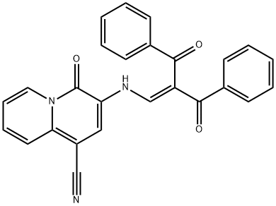 3-[(2-BENZOYL-3-OXO-3-PHENYL-1-PROPENYL)AMINO]-4-OXO-4H-QUINOLIZINE-1-CARBONITRILE 结构式