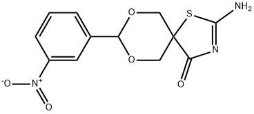 2-AMINO-8-(3-NITROPHENYL)-7,9-DIOXA-1-THIA-3-AZASPIRO[4.5]DEC-2-EN-4-ONE 结构式