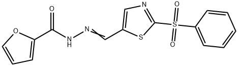 N'-((E)-[2-(PHENYLSULFONYL)-1,3-THIAZOL-5-YL]METHYLIDENE)-2-FUROHYDRAZIDE 结构式