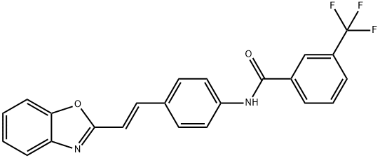 N-(4-[(E)-2-(1,3-BENZOXAZOL-2-YL)ETHENYL]PHENYL)-3-(TRIFLUOROMETHYL)BENZENECARBOXAMIDE 结构式
