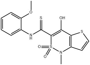 4-Hydroxy-N-(2-methoxyphenyl)-1-methyl-2,2-dioxo-1,2-dihydro-2lambda6-thieno[3,2-c][1,2]thiazine-3-carbothioamide 结构式