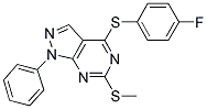 4-FLUOROPHENYL 6-(METHYLSULFANYL)-1-PHENYL-1H-PYRAZOLO[3,4-D]PYRIMIDIN-4-YL SULFIDE 结构式