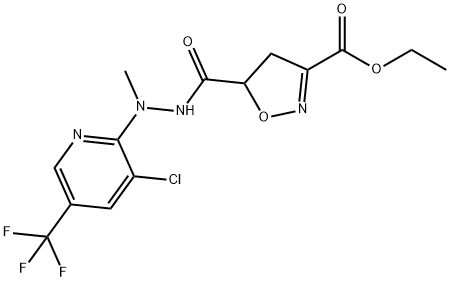 Ethyl 5-((2-[3-chloro-5-(trifluoromethyl)-2-pyridinyl]-2-methylhydrazino)carbonyl)-4,5-dihydro-3-isoxazolecarboxylate 结构式