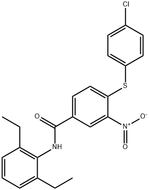 4-[(4-CHLOROPHENYL)SULFANYL]-N-(2,6-DIETHYLPHENYL)-3-NITROBENZENECARBOXAMIDE 结构式