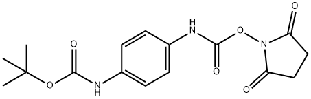 N-琥珀酰亚胺基 N,N′-(对亚苯基)二(氨基甲酸)叔丁酯 结构式