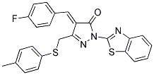 (4E)-2-(1,3-BENZOTHIAZOL-2-YL)-4-(4-FLUOROBENZYLIDENE)-5-{[(4-METHYLPHENYL)THIO]METHYL}-2,4-DIHYDRO-3H-PYRAZOL-3-ONE 结构式