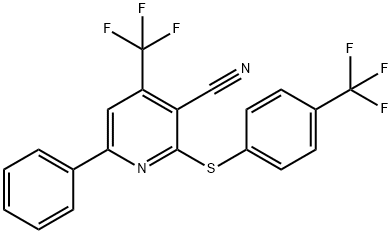 6-Phenyl-4-(trifluoromethyl)-2-([4-(trifluoromethyl)phenyl]sulfanyl)nicotinonitrile 结构式