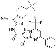 N-(6-TERT-BUTYL-3-CYANO-4,5,6,7-TETRAHYDROBENZO[B]THIOPHEN-2-YL)-3-CHLORO-5-PHENYL-7-(TRIFLUOROMETHYL)PYRAZOLO[1,5-A]PYRIMIDINE-2-CARBOXAMIDE 结构式