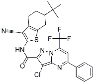 N-(6-tert-Butyl-3-cyano-4,5,6,7-tetrahydrobenzo[b]thiophen-2-yl)-3-chloro-5-phenyl-7-(trifluoromethyl)pyrazolo[1,5-a]pyrimidine-2-carboxamide 结构式