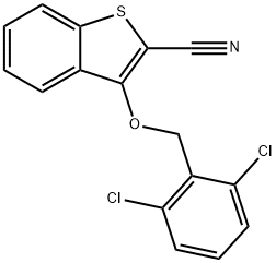 3-[(2,6-DICHLOROBENZYL)OXY]-1-BENZOTHIOPHENE-2-CARBONITRILE 结构式