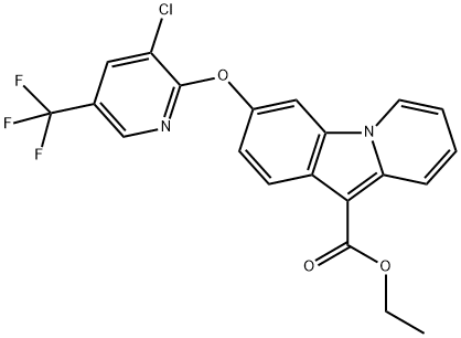 ETHYL 3-([3-CHLORO-5-(TRIFLUOROMETHYL)-2-PYRIDINYL]OXY)PYRIDO[1,2-A]INDOLE-10-CARBOXYLATE 结构式