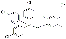 TRIS(4-CHLOROPHENYL)(2,3,4,5,6-PENTAMETHYLBENZYL)PHOSPHONIUM CHLORIDE 结构式