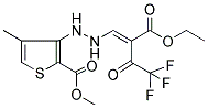 Methyl 3-(2-[2-(ethoxycarbonyl)-4,4,4-trifluoro-3-oxobut-1-enyl]hydrazino)-4-methylthiophene-2-carboxylate 结构式