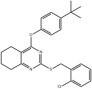 4-(TERT-BUTYL)PHENYL 2-[(2-CHLOROBENZYL)SULFANYL]-5,6,7,8-TETRAHYDRO-4-QUINAZOLINYL ETHER 结构式