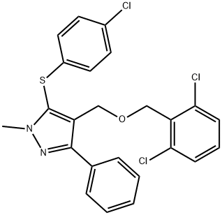 (5-[(4-CHLOROPHENYL)SULFANYL]-1-METHYL-3-PHENYL-1H-PYRAZOL-4-YL)METHYL 2,6-DICHLOROBENZYL ETHER 结构式