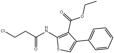 3-THIOPHENECARBOXYLIC ACID, 2-[(3-CHLORO-1-OXOPROPYL)AMINO]-4-PHENYL-, ETHYL ESTER 结构式