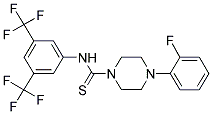 ((3,5-BIS(TRIFLUOROMETHYL)PHENYL)AMINO)(4-(2-FLUOROPHENYL)PIPERAZINYL)METHANE-1-THIONE 结构式